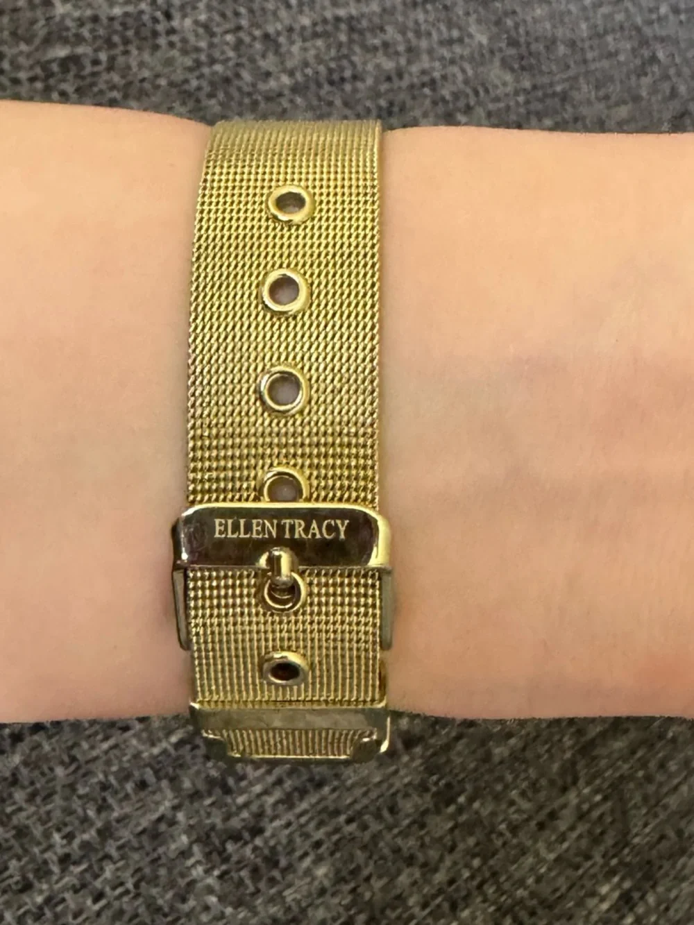 Ellen Tracy Gold Rectangular Mesh Watch - Picture 2 of 6
